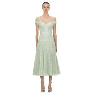 NWT Self-Portrait Off-the-Shoulder Mint Green Dress